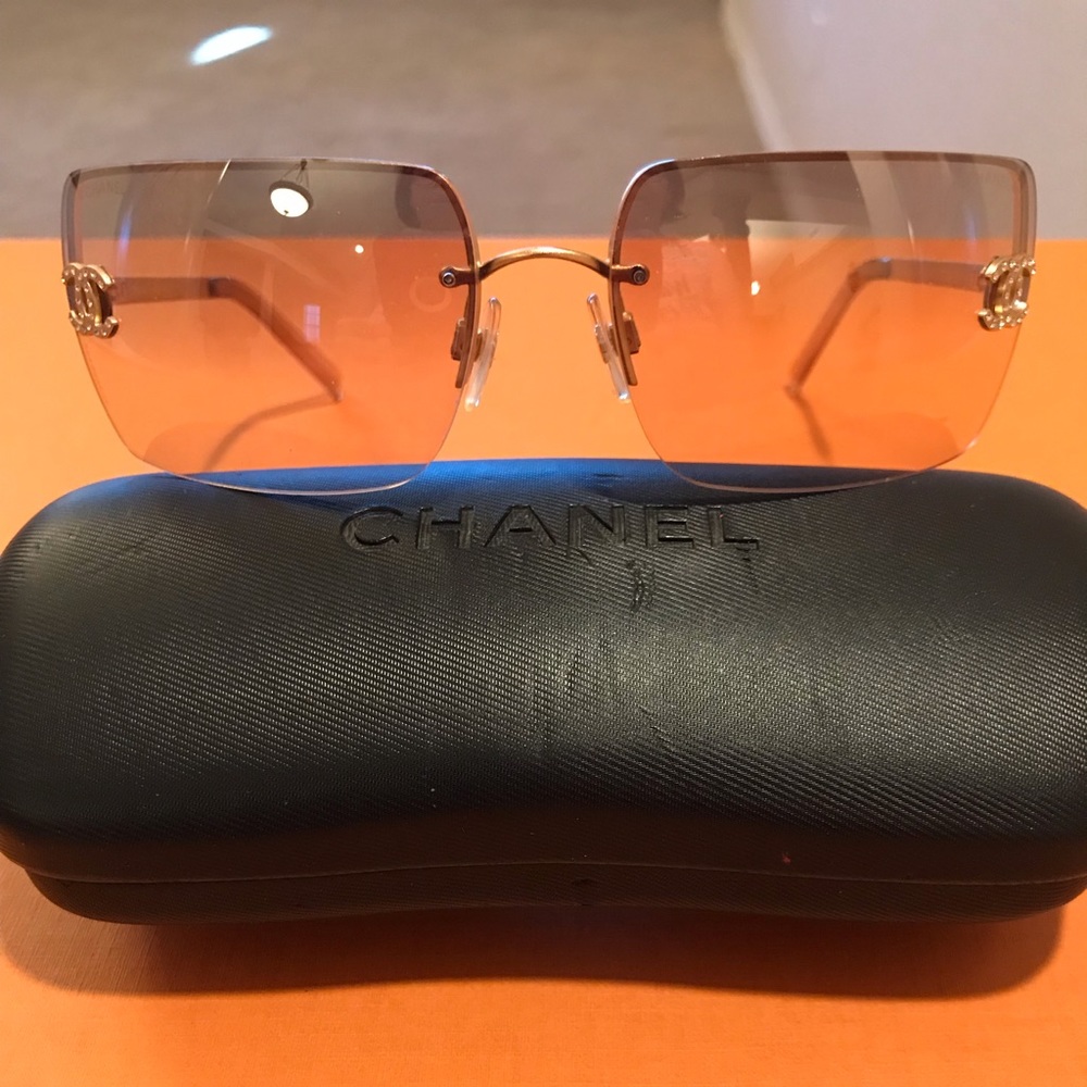Chanel Champagne Sunglasses with Bling Logo